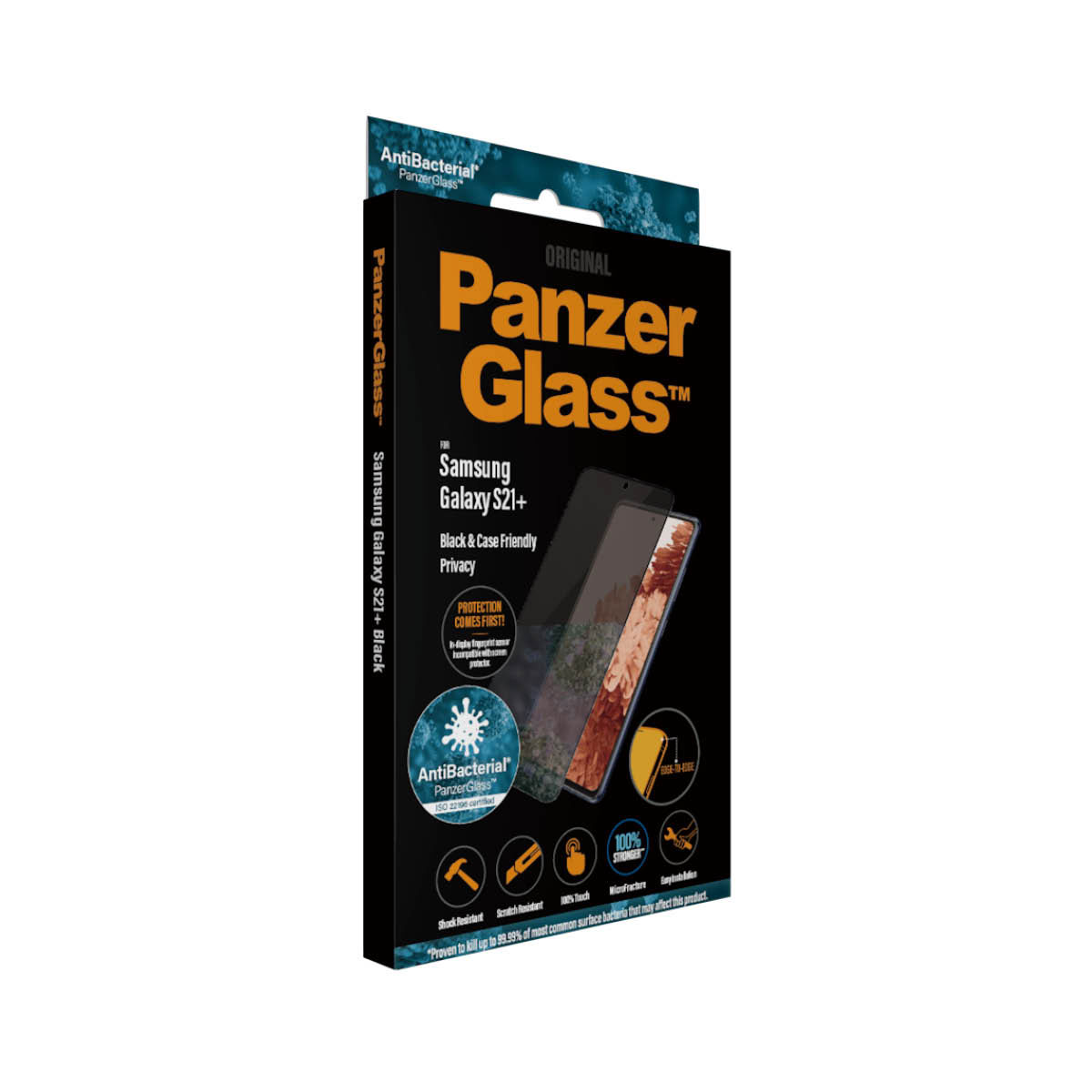 Kaitseklaas privaatsusfiltriga, Samsung Galaxy S21+ 5G, ümbrisesõbralik, PREMIUM, musta äärega, PanzerGlass - Image 4