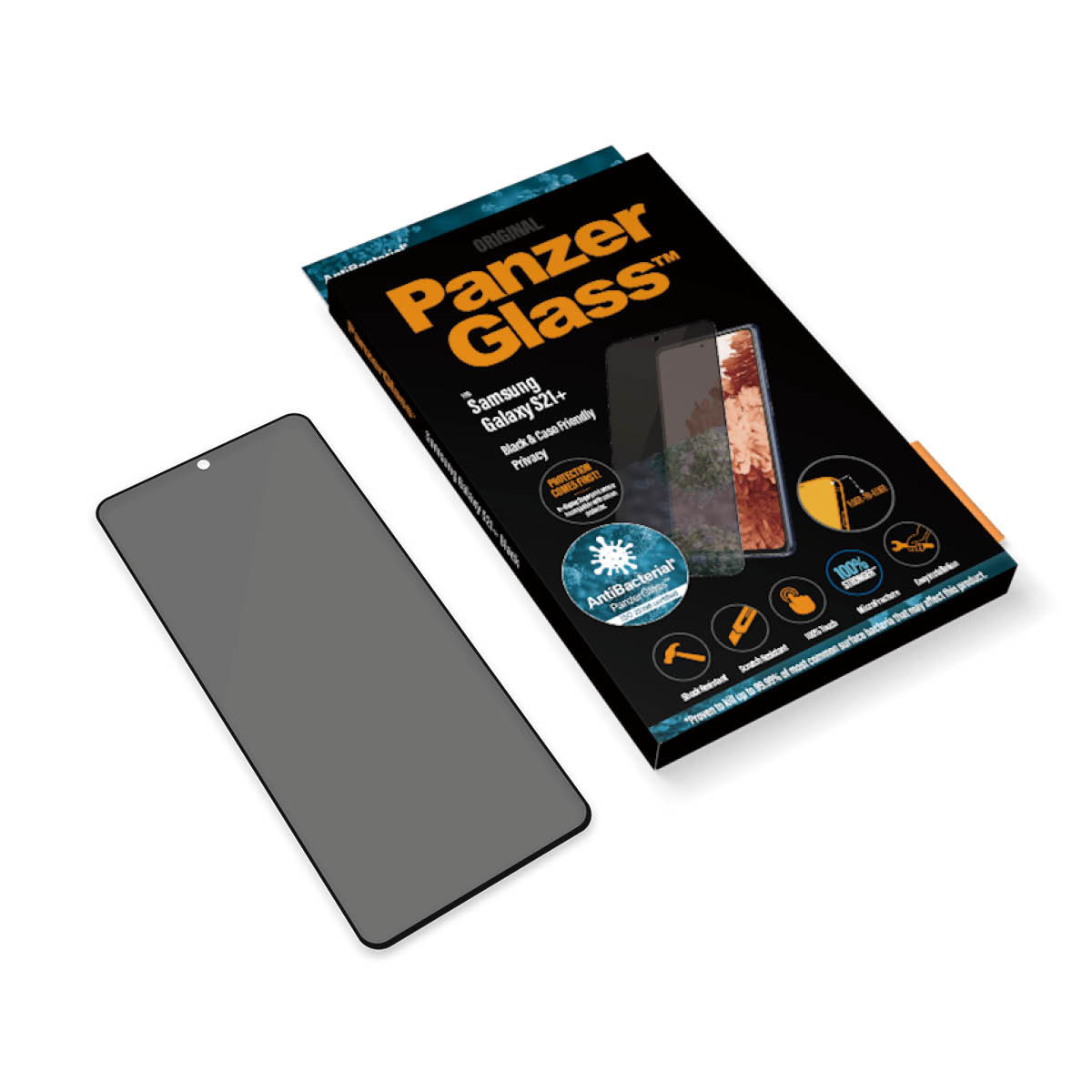 Kaitseklaas privaatsusfiltriga, Samsung Galaxy S21+ 5G, ümbrisesõbralik, PREMIUM, musta äärega, PanzerGlass - Image 5