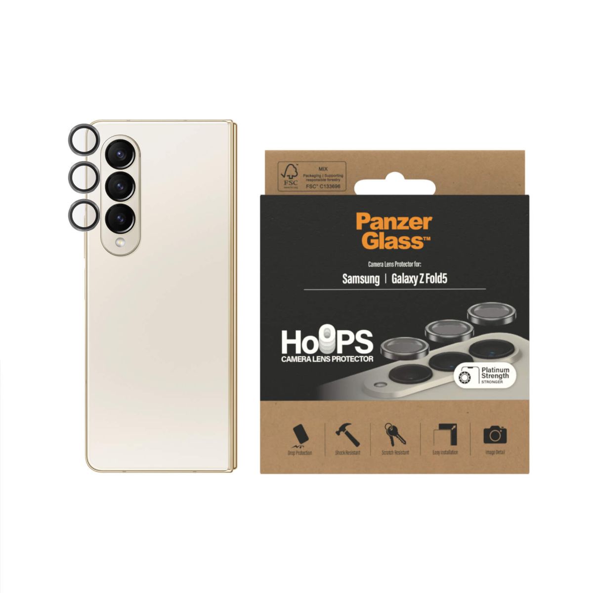 Tagakaamerate kaitseklaasid Hoops, Samsung Galaxy Z Fold5, PanzerGlass
