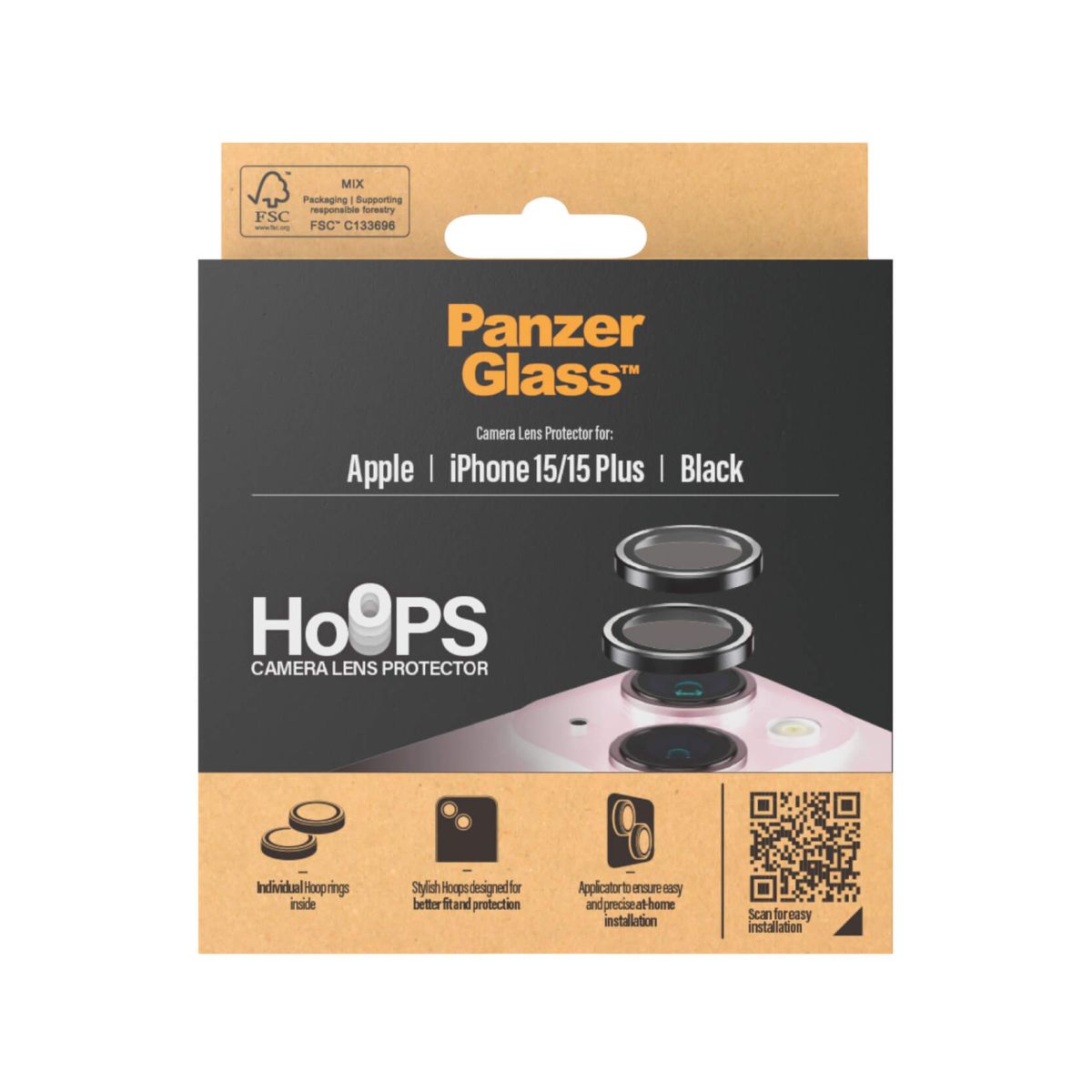 Tagakaamerate kaitseklaasid Hoops, Apple iPhone 15 / 15 Plus, PanzerGlass - Image 3