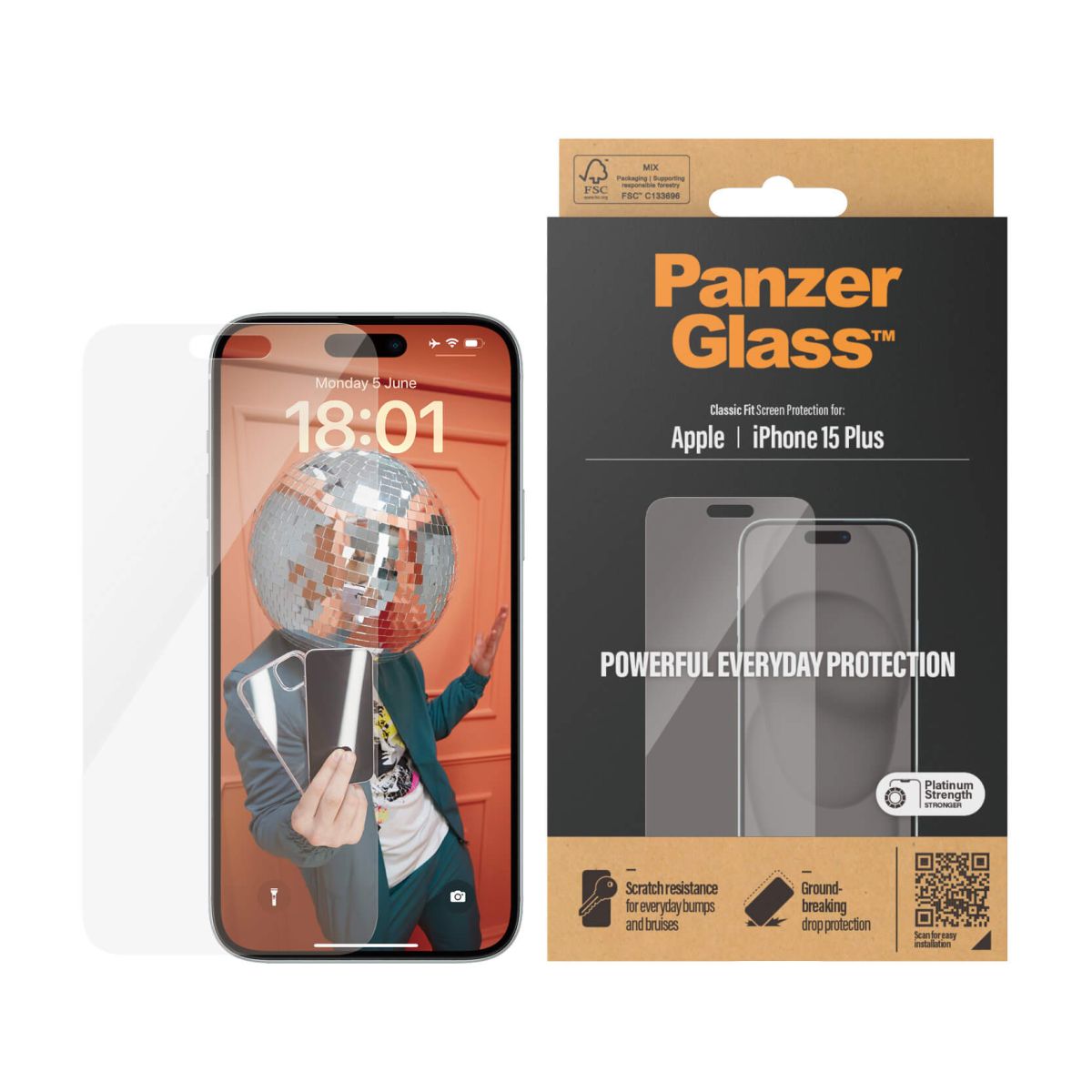 Kaitseklaas Apple iPhone 15 Plus, Classic Fit, PanzerGlass - Image 2