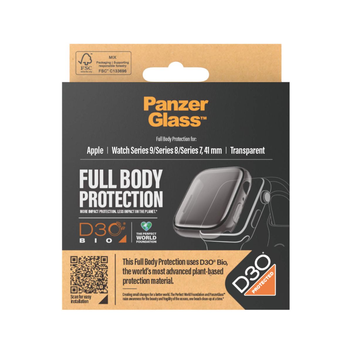 Kaitseklaas raamiga Apple Watch Series 9 / 8 / 7 (41mm), läbipaistva äärega, eemaldatav, D3O, PanzerGlass - Image 3