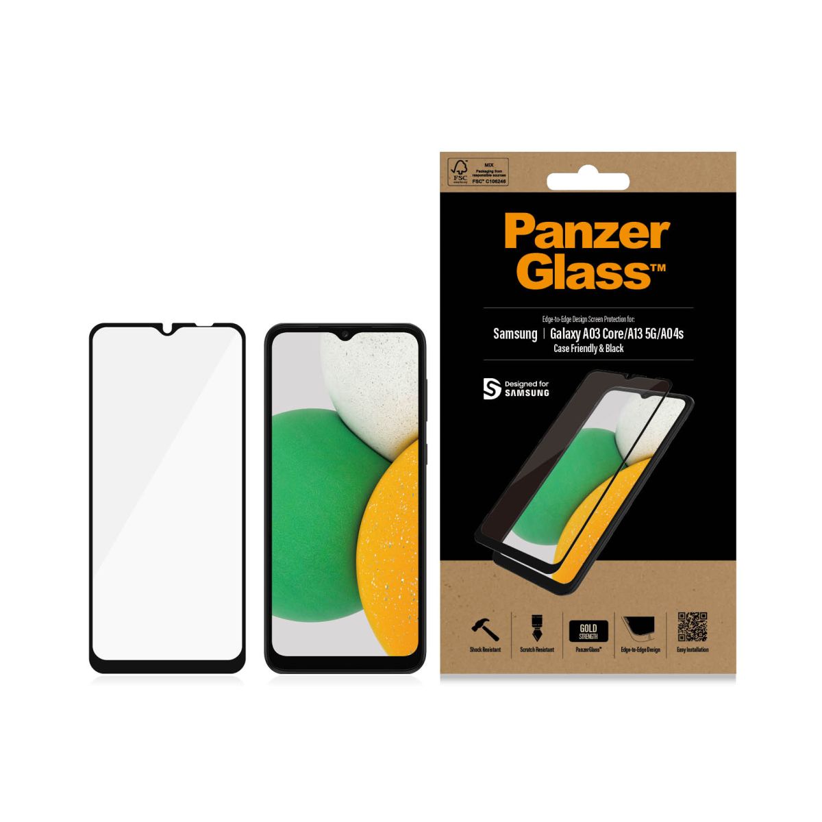 Kaitseklaas Samsung Galaxy A13 5G / A03 Core, ümbrisesõbralik, musta äärega, PanzerGlass - Image 4