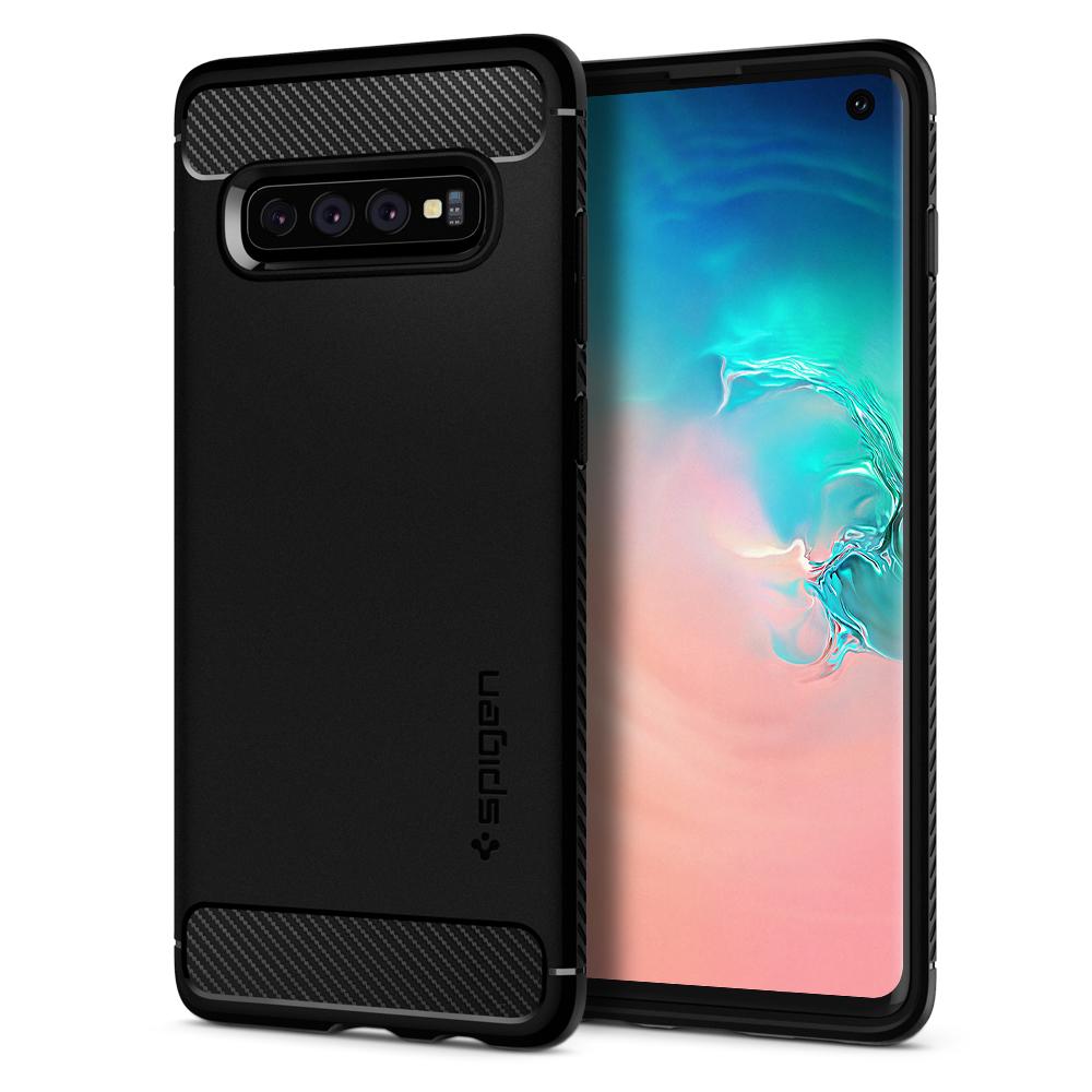 Kaitseümbris Rugged Armor, Samsung Galaxy S10, must, Spigen