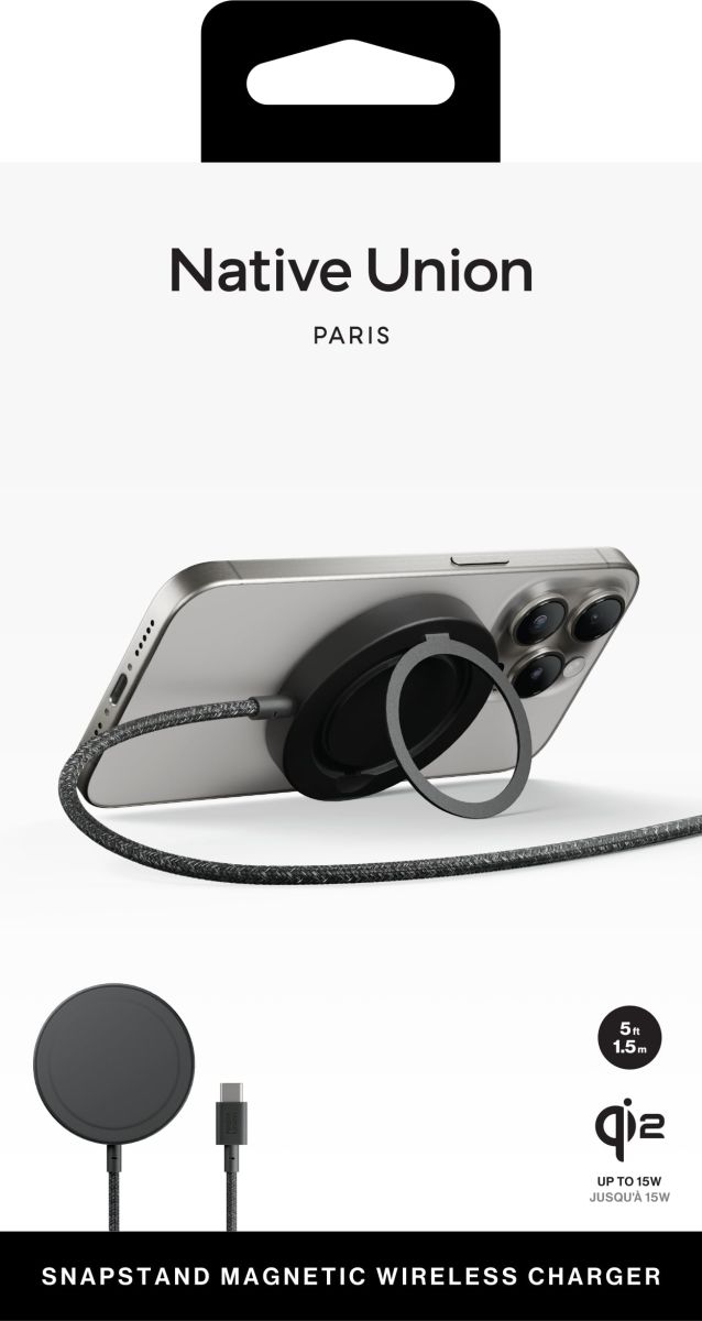 Juhtmevaba laadimisalus SnapStand Magnetic Qi2, 15W, must, MagSafe, tugijalaga, Native Union - Image 4
