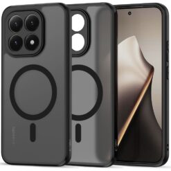 Kaitseümbris Magmat MagSafe, Xiaomi 15T, matt läbipaistev musta äärega, Qi2/MagSafe ühilduv, Tech-Protect