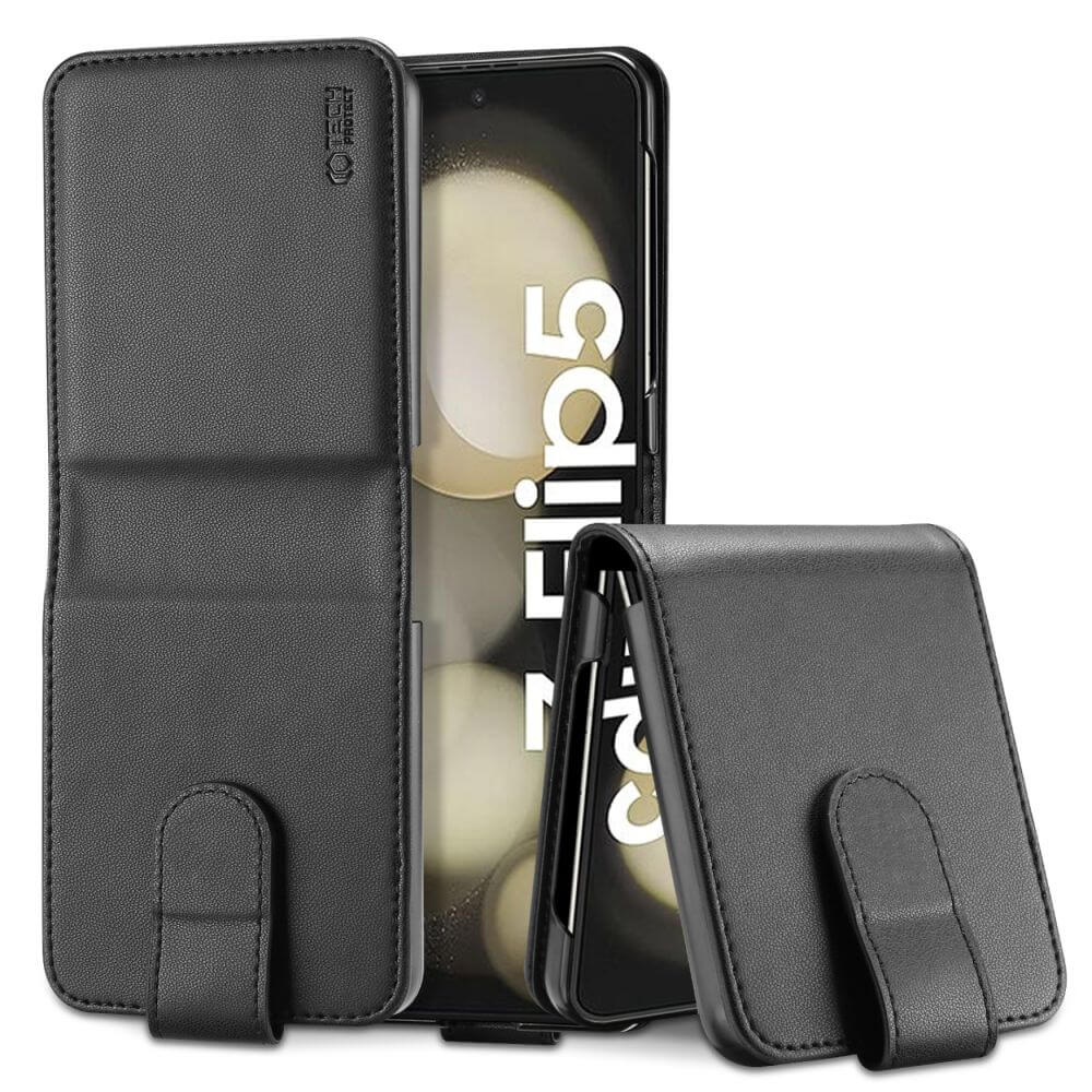 Kaitseümbris kaanega Wallet, Samsung Galaxy Z Flip5, must, Tech-Protect