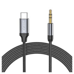 AUX kaabel USB-C otsik <-> 3.5mm otsik, 1m, must, Tech-Protect