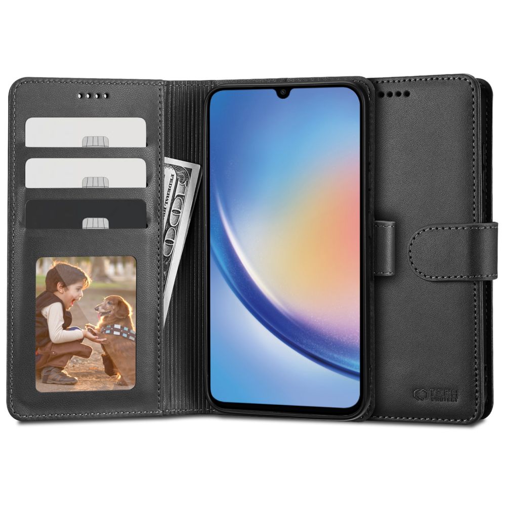 Kaitseümbris kaanega Wallet, Samsung Galaxy A34 5G, must, Tech-Protect