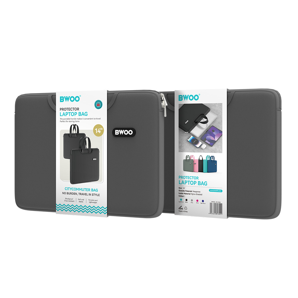 BWOO neoprene laptop bag 14" grey - Image 4