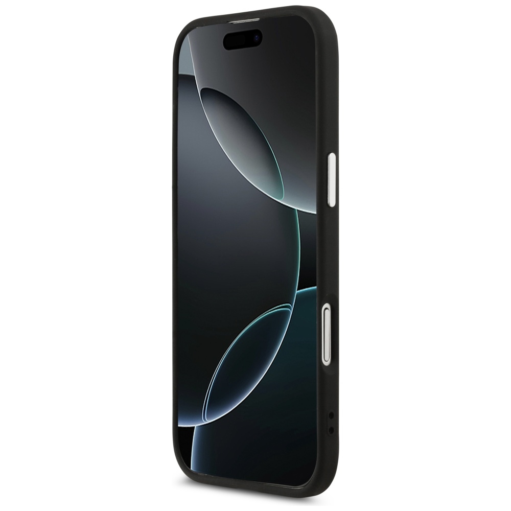 Guess Case Magsafe PU Leather Case With Triangle Logo Silver Metal Camera Frame For iPhone 17 Air Black - Image 5