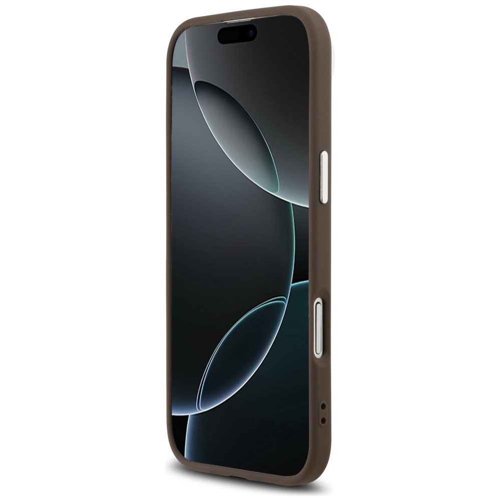 Guess Case Magsafe 4G PU Leather Case With Triangle Logo And Silver Metal Camera Frame For iPhone 17 Air Brown - Image 5