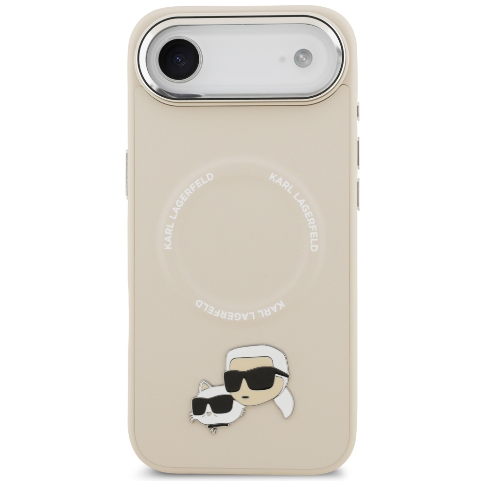 Karl Lagerfeld case Magsafe PU case with Karl&Choupette heads pins logo and metal camera buttons for iPhone 17 Air grey - Image 3
