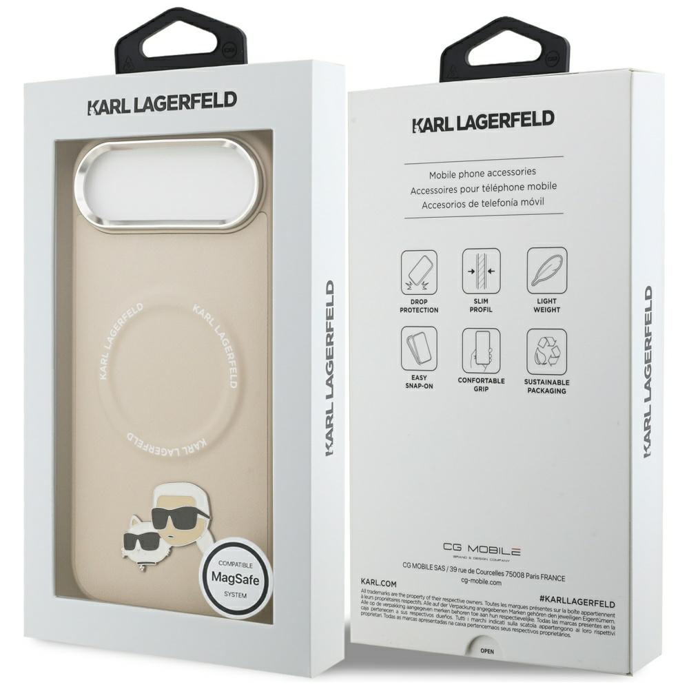 Karl Lagerfeld case Magsafe PU case with Karl&Choupette heads pins logo and metal camera buttons for iPhone 17 Air grey - Image 8