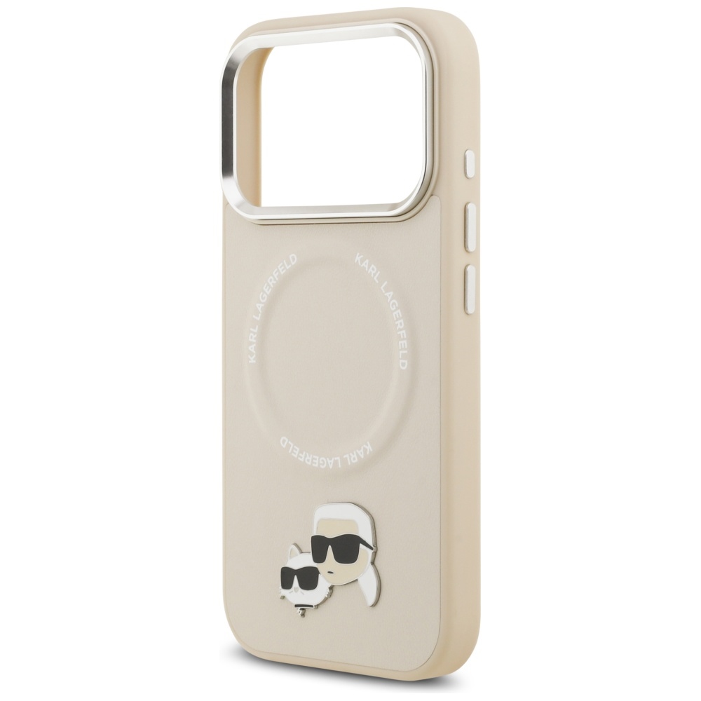 Karl Lagerfeld case Magsafe PU case with Karl&Choupette heads pins logo and metal camera buttons for iPhone 17 Pro Max grey - Image 6