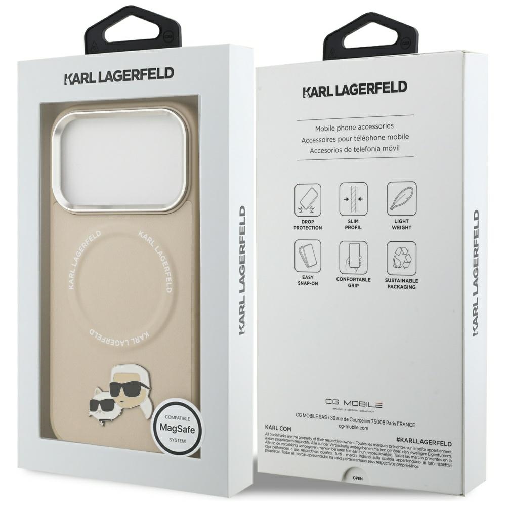 Karl Lagerfeld case Magsafe PU case with Karl&Choupette heads pins logo and metal camera buttons for iPhone 17 Pro Max grey - Image 8