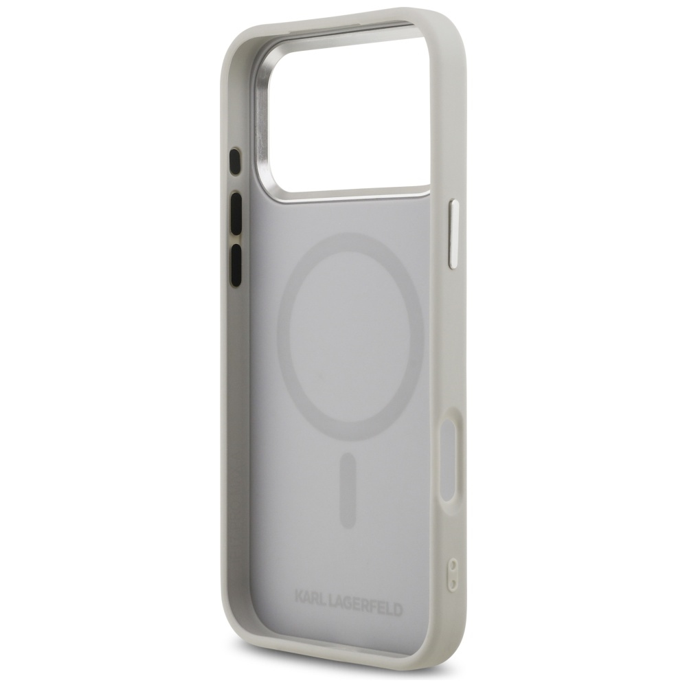 Karl Lagerfeld case Magsafe PU case with Karl&Choupette heads pins logo and metal camera buttons for iPhone 17 Pro Max pink - Image 7