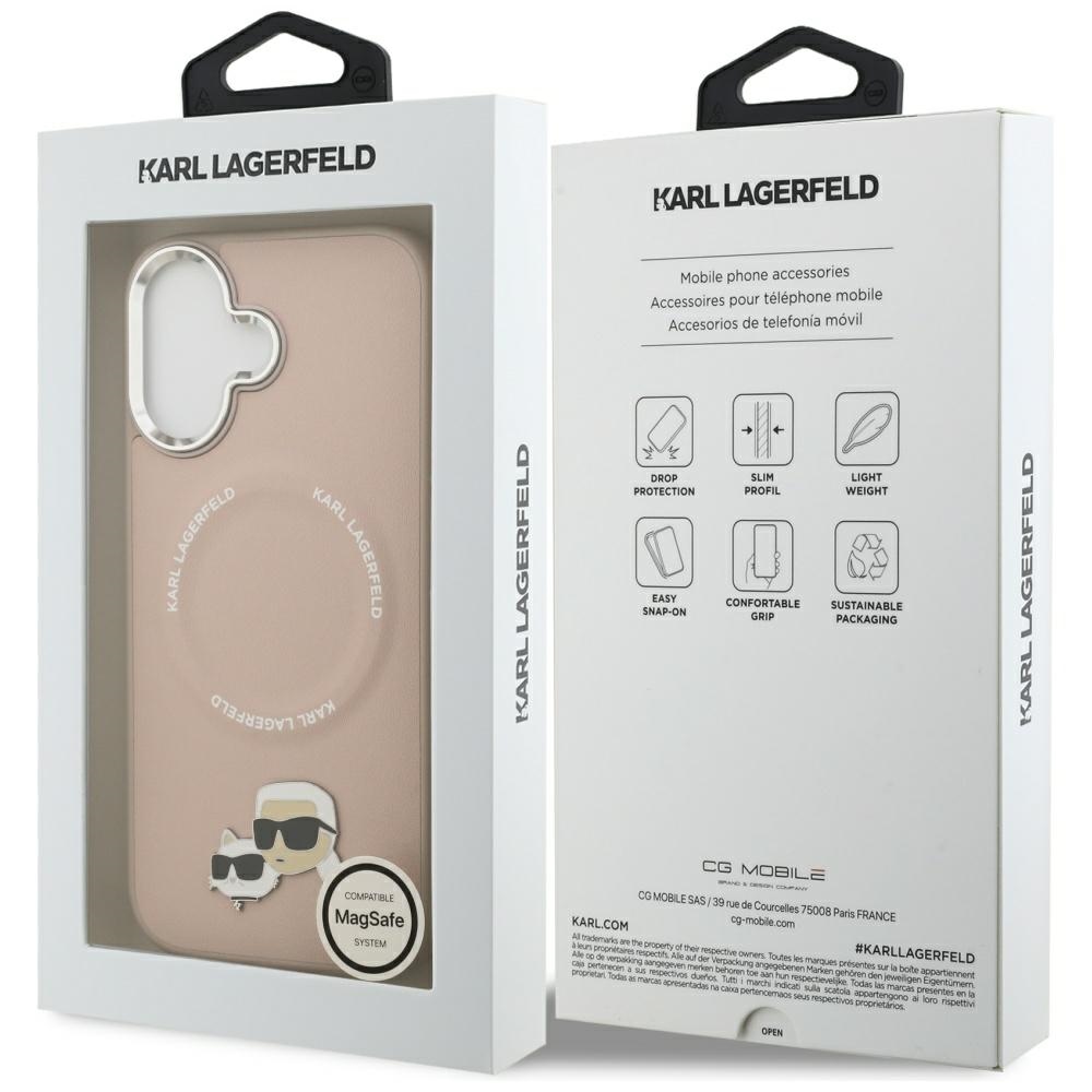 Karl Lagerfeld case Magsafe PU case with Karl&Choupette heads pins logo and metal camera buttons for iPhone 17 beige - Image 8
