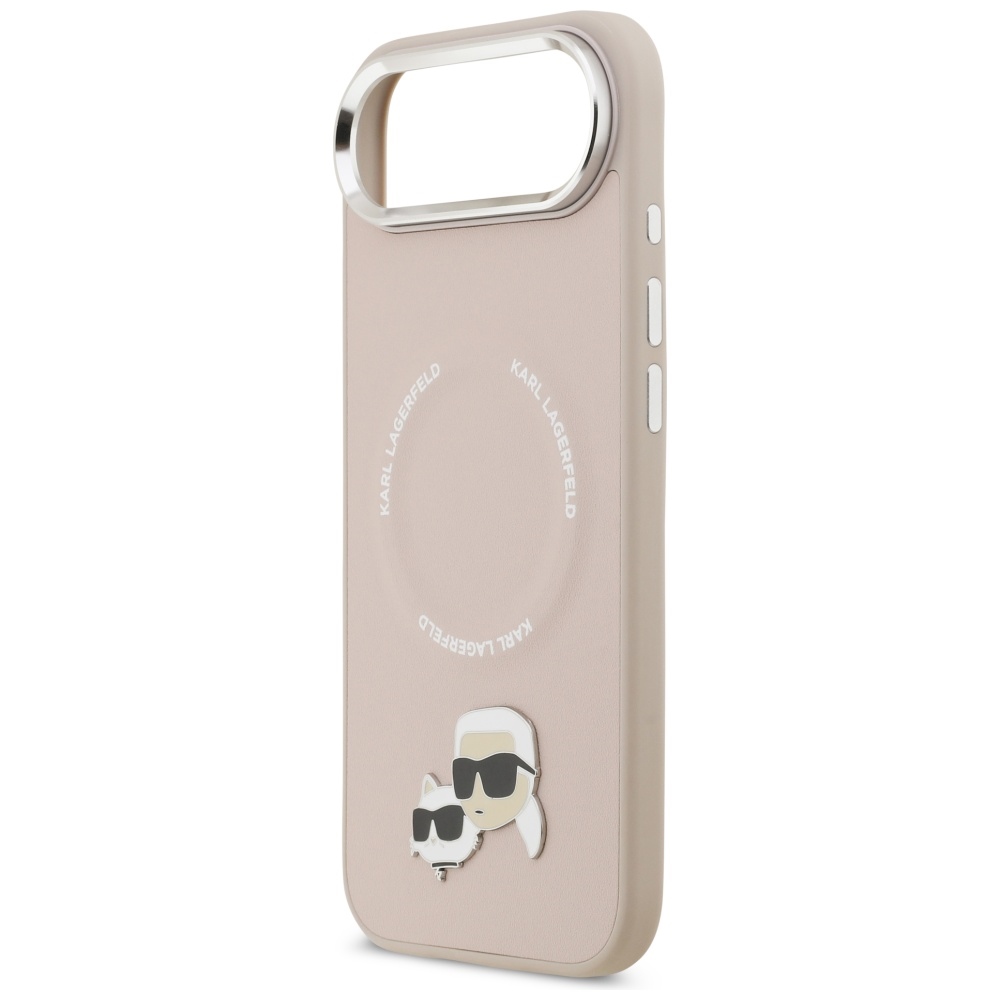 Karl Lagerfeld case Magsafe PU case with Karl&Choupette heads pins logo and metal camera buttons for iPhone 17 Air beige - Image 6