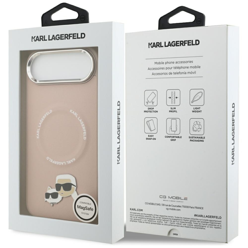 Karl Lagerfeld case Magsafe PU case with Karl&Choupette heads pins logo and metal camera buttons for iPhone 17 Air beige - Image 8