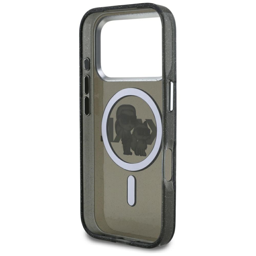 Karl Lagerfeld case Magsafe IML glitter case metal camera frame and buttons Karl and Choupette sketch logo for iPhone 17 Pro transparent - Image 7
