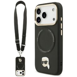 Karl Lagerfeld Big Strap Karl Metal Logo MagSafe case for iPhone 17 Pro black