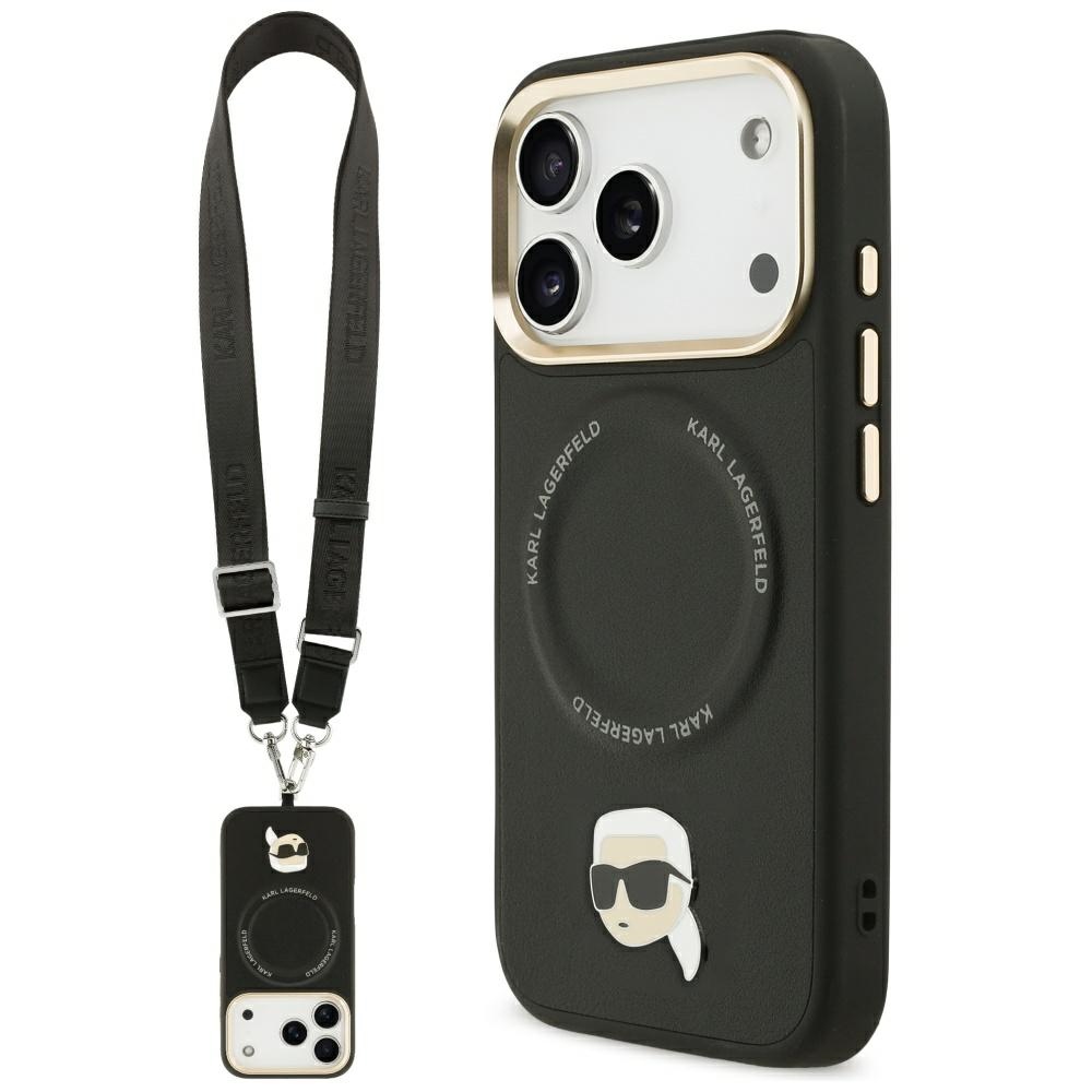 Karl Lagerfeld Big Strap Karl Metal Logo MagSafe case for iPhone 17 Pro black