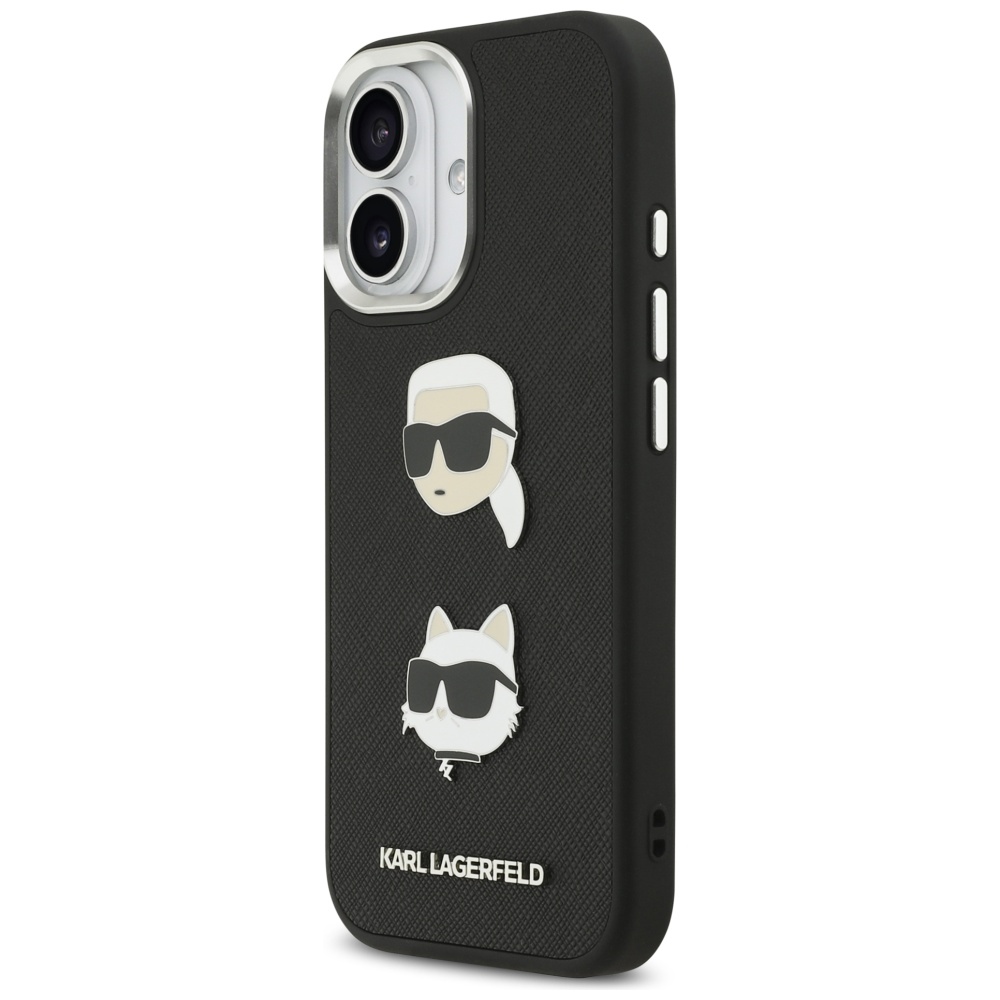 Karl Lagerfeld FW Grained Karl & Choupette Heads Pins & Logo case for iPhone 17 black - Image 2