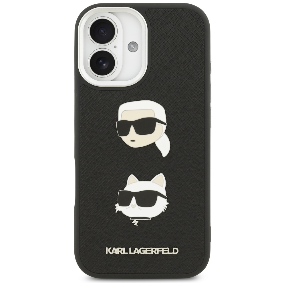 Karl Lagerfeld FW Grained Karl & Choupette Heads Pins & Logo case for iPhone 17 black - Image 3