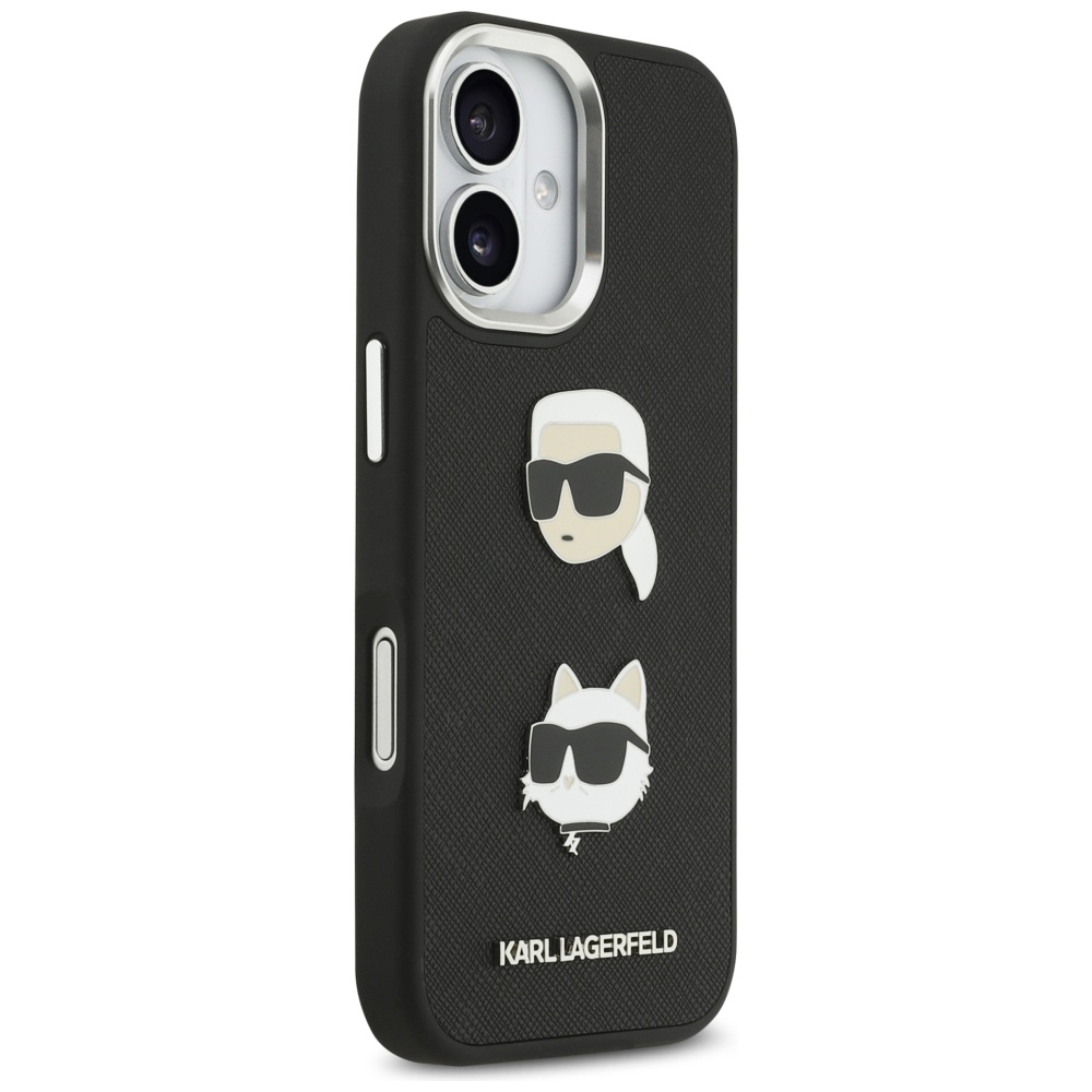 Karl Lagerfeld FW Grained Karl & Choupette Heads Pins & Logo case for iPhone 17 black - Image 4