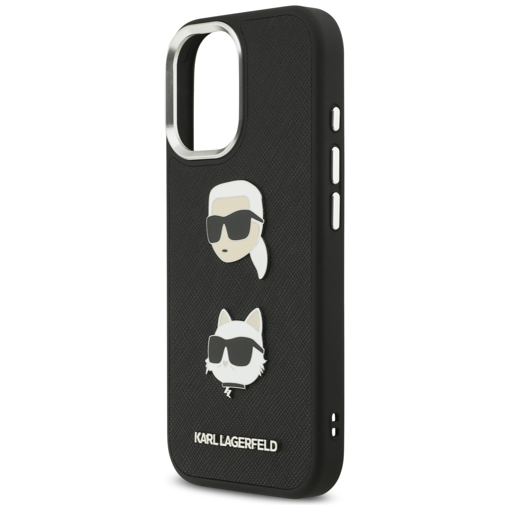 Karl Lagerfeld FW Grained Karl & Choupette Heads Pins & Logo case for iPhone 17 black - Image 6