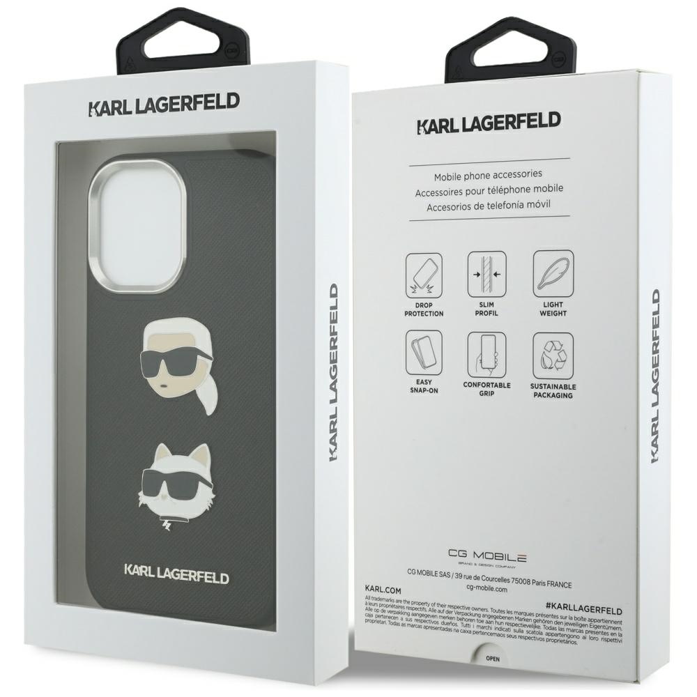 Karl Lagerfeld FW Grained Karl & Choupette Heads Pins & Logo case for iPhone 17 black - Image 8
