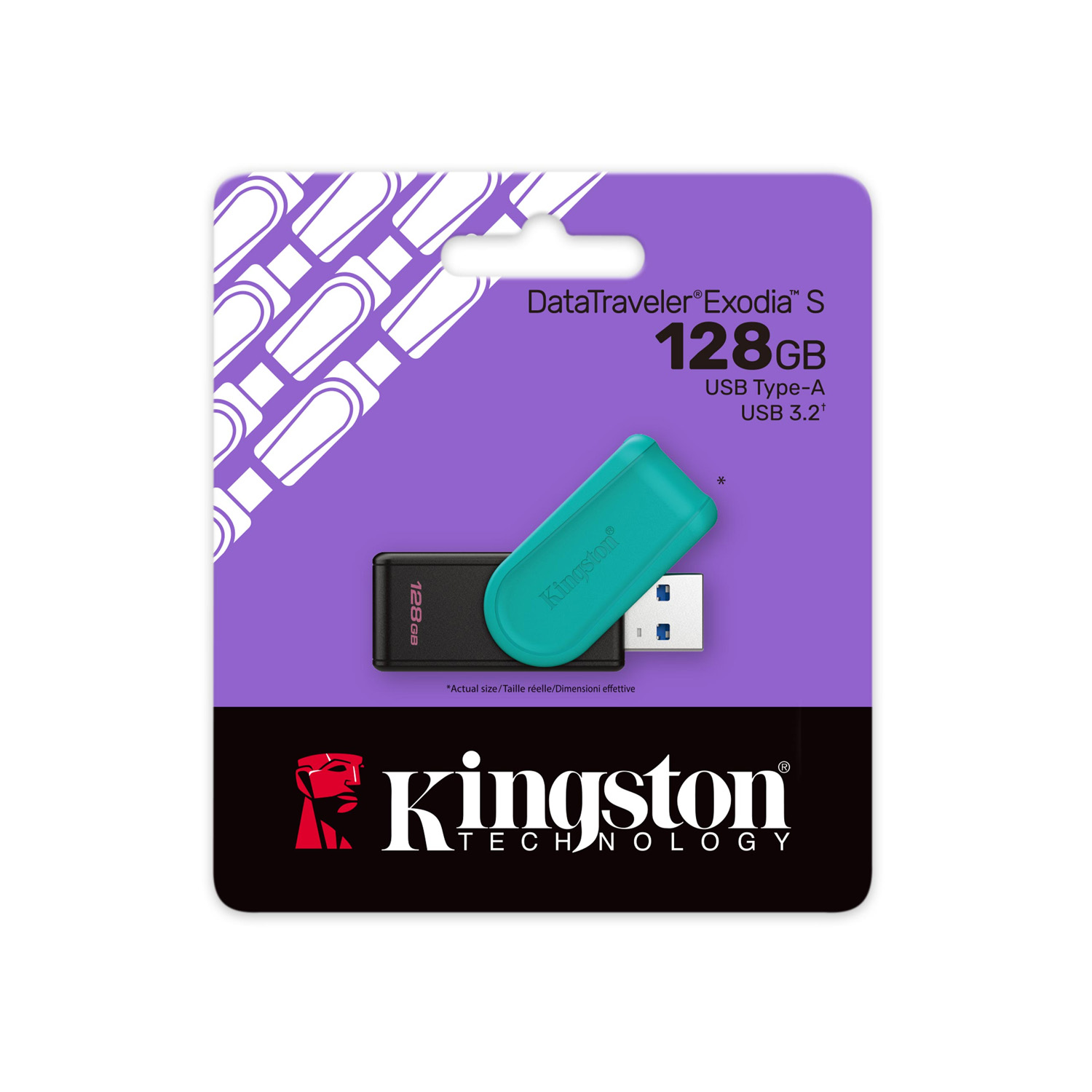 Kingston pendrive 128GB Portable USB 3.2 Gen 1 DataTraveler Exodia S (Black/Turquoise) - Image 3