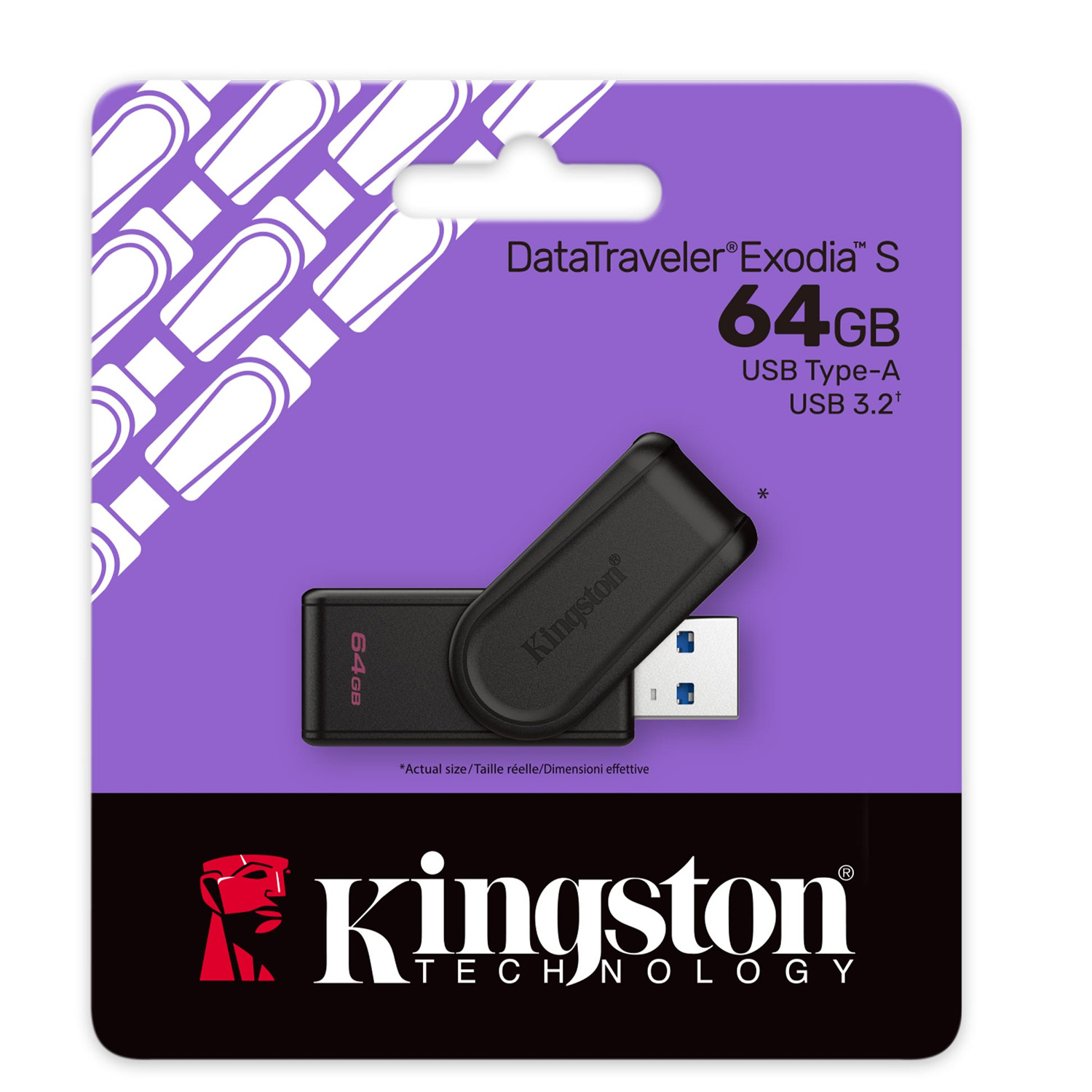 Kingston pendrive 64GB Portable USB 3.2 Gen 1 DataTraveler Exodia S (Black/Black) - Image 3