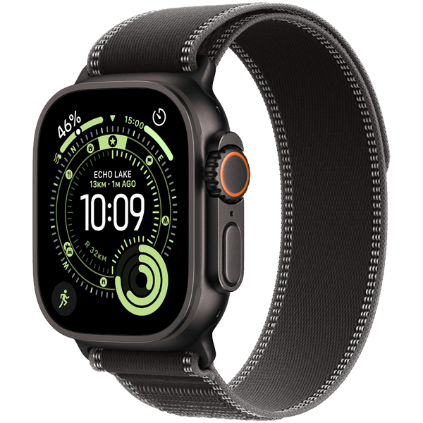 Apple Watch Ultra 3 GPS + Cellular 49mm Black Titanium Case with Black/Charcoal Trail Loop - M/L - (uus)