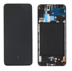 LCD screen Samsung A705 A70 2019 with touch screen and frame Black original (service pack)