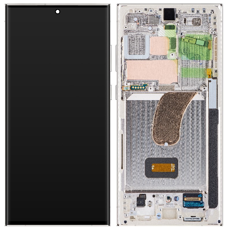 LCD screen Samsung S918 S23 Ultra 5G with touch screen and frame Cream original (used Grade C)