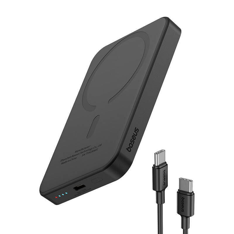 Akupank juhtmevaba laadimisega + USB-C pesaga, 5000 mAh, 20W, MagSafe, must, Magnetic Mini, Baseus - Image 6