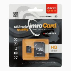 Memory card IMRO MicroSD 64GB 100MB/s (class10 UHS 3 4K) + SD Adapter