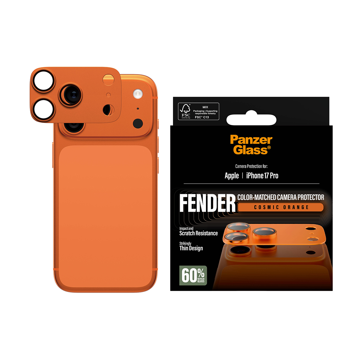 Tagakaamerate kaitse Fender, Apple iPhone 17 Pro, oranž, PanzerGlass - Image 2