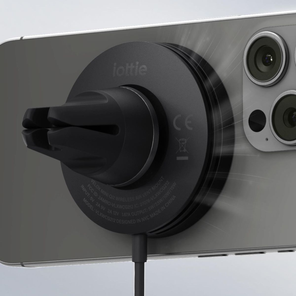 Juhtmevaba laadimisega autohoidik ventilatsiooniavasse Velox Mini Qi2, MagSafe magnetkinnitusega, 15W, iOttie - Image 5