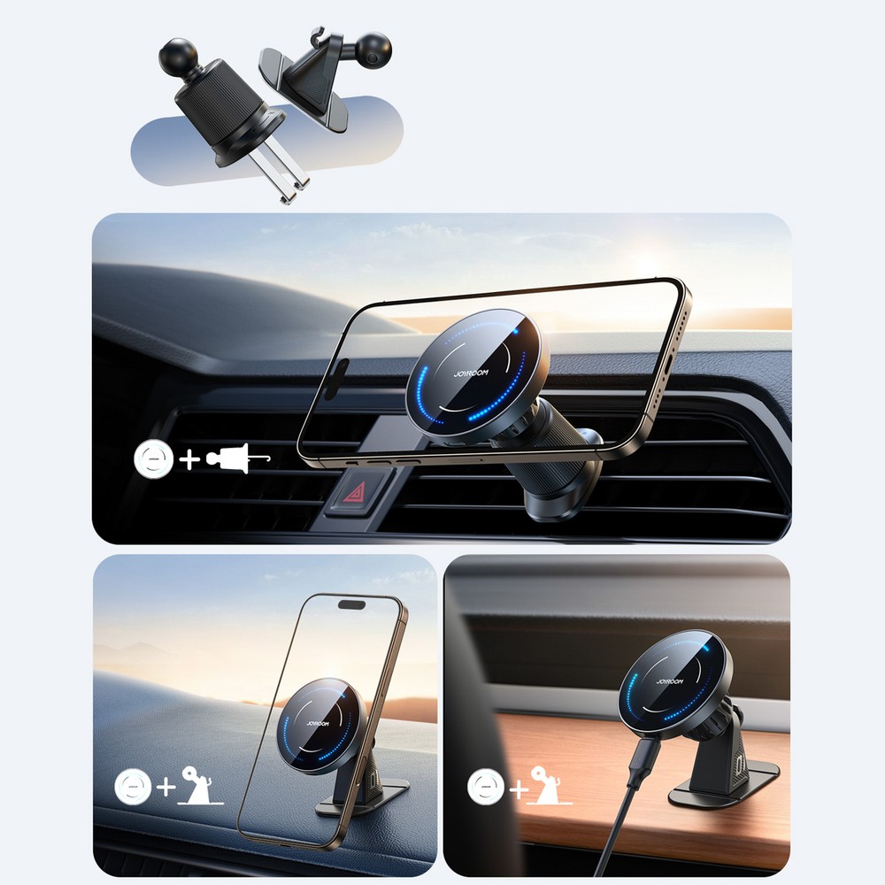 Laadija-hoidjaga magnetauto Joyroom JR-ZS502 MagSafe 15W (air vent/dashboard) must - Image 3