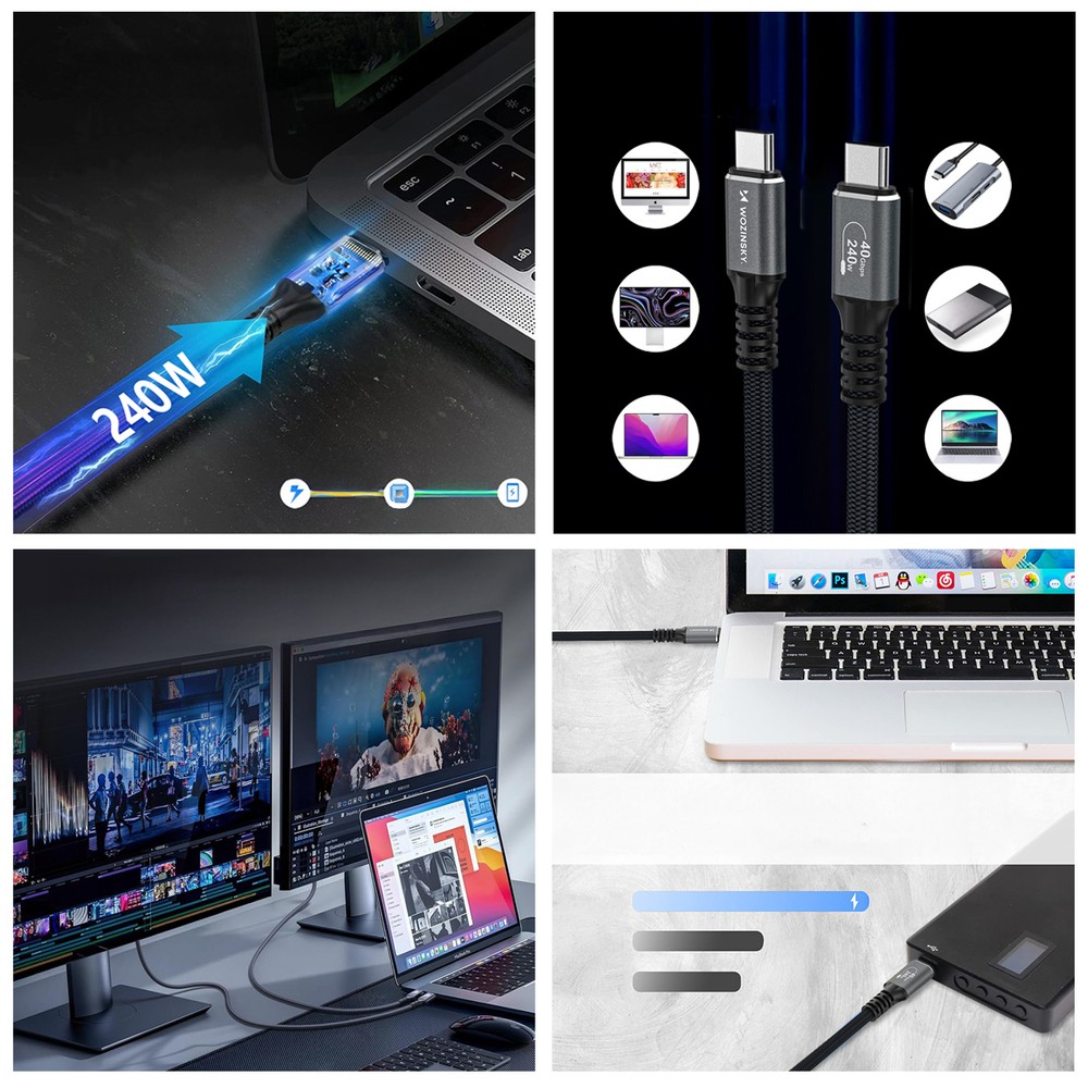 Laadimisjuhe Wozinsky WPS-UY42S USB-C Thunderbolt 4 240W 2.0m must - Image 4