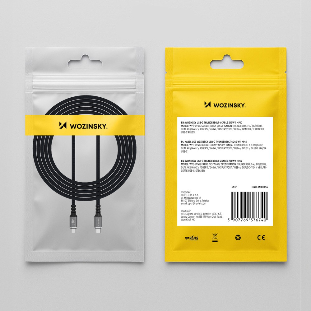 Laadimisjuhe Wozinsky WPS-UY42S USB-C Thunderbolt 4 240W 2.0m must - Image 5