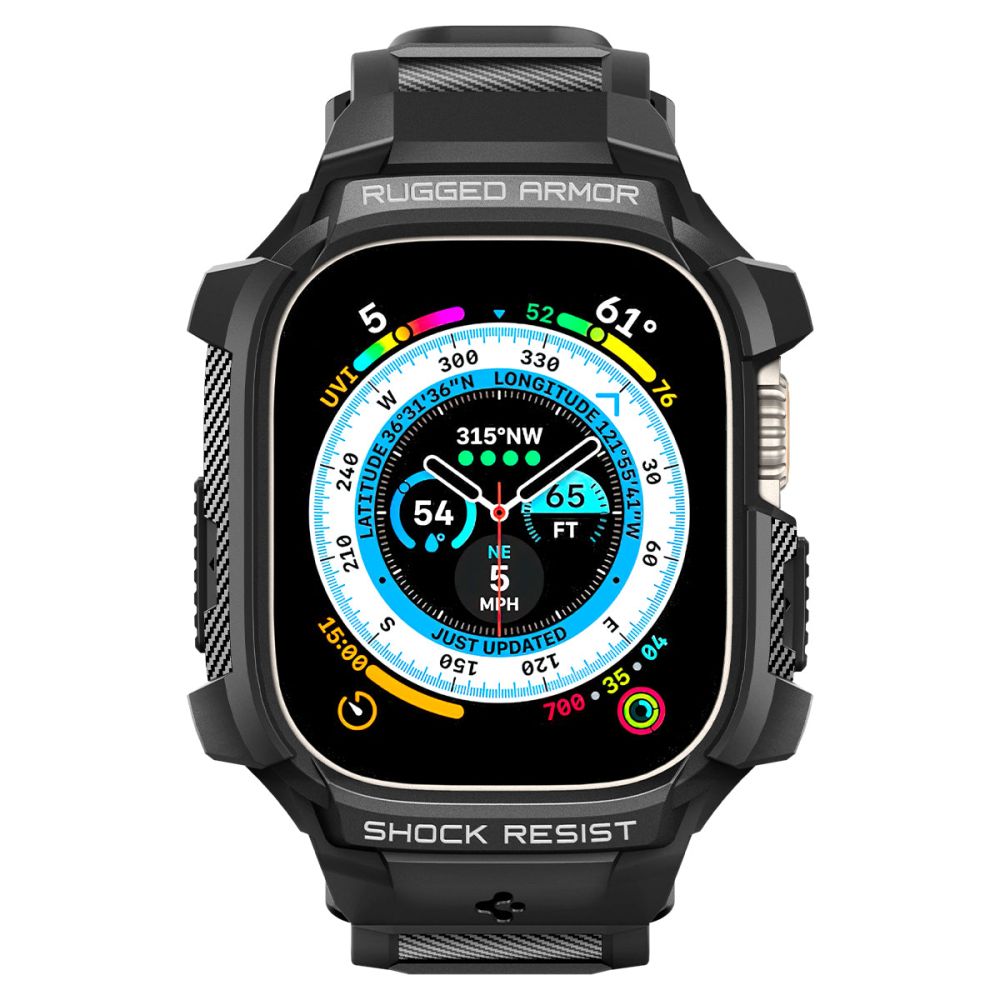 Kaitseümbris kellarihmaga Rugged Armor Pro, Apple Watch Ultra 3 / Ultra 2 / Ultra, must, Spigen