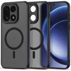 Kaitseümbris Magmat MagSafe, OnePlus 15, matt läbipaistev musta äärega, Qi2/MagSafe ühilduv, Tech-Protect