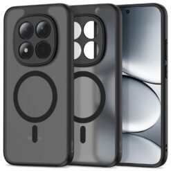 Kaitseümbris Magmat MagSafe, Xiaomi Redmi Note 15 Pro 5G, matt läbipaistev musta äärega, Qi2/MagSafe ühilduv, Tech-Protect