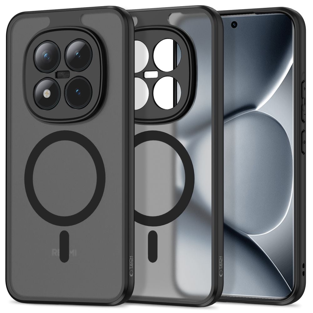 Kaitseümbris Magmat MagSafe, Xiaomi Redmi Note 15 Pro+ 5G / Poco M8 Pro, matt läbipaistev musta äärega, Qi2/MagSafe ühilduv, Tech-Protect