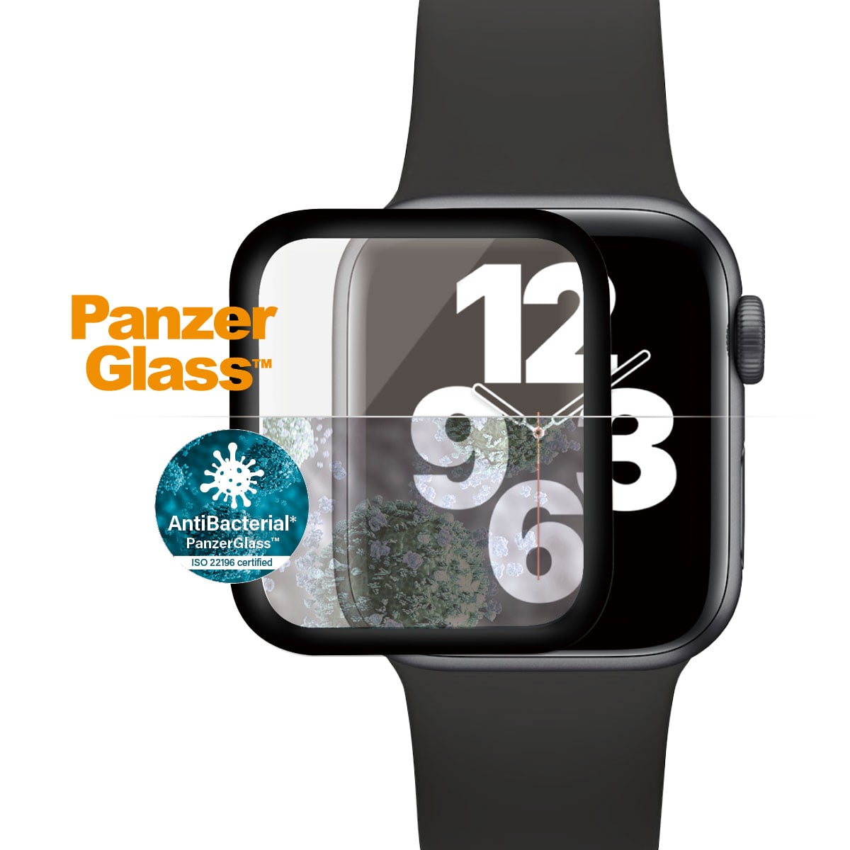 Kaitseklaas Apple Watch SE 3 / SE (2024/2023/2022) / SE / Series 6 / 5 / 4 (40mm), veekindel, kumera musta äärega, PanzerGlass