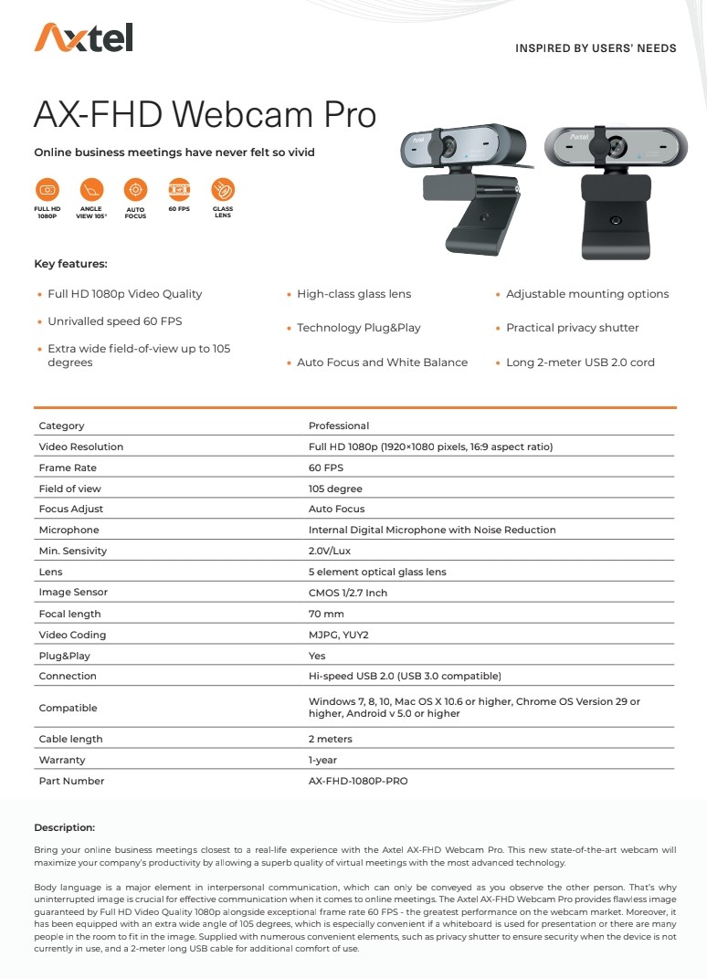 Veebikaamera Axtel AX-FHD Webcam - Image 3